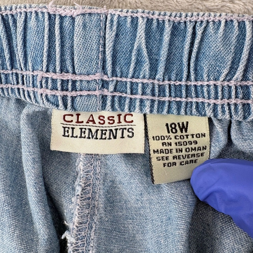 Classic Elements Capri Pants Women 18W Light Wash Denim Drawstring Elastic Waist - Picture 6 of 9